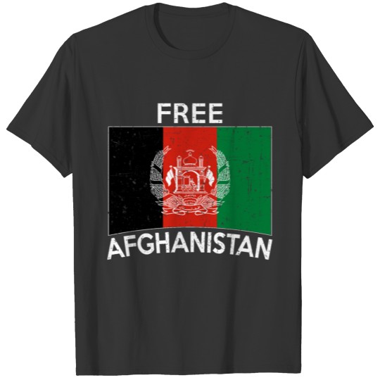 Free Afghanistan Flag Afghan Retro Vintage T-shirt