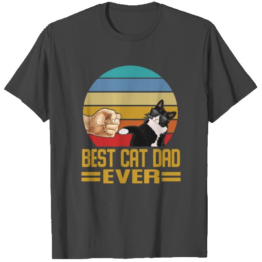 Vintage Best Cat Dad Ever Funny Saying Cat With Su T Shirts