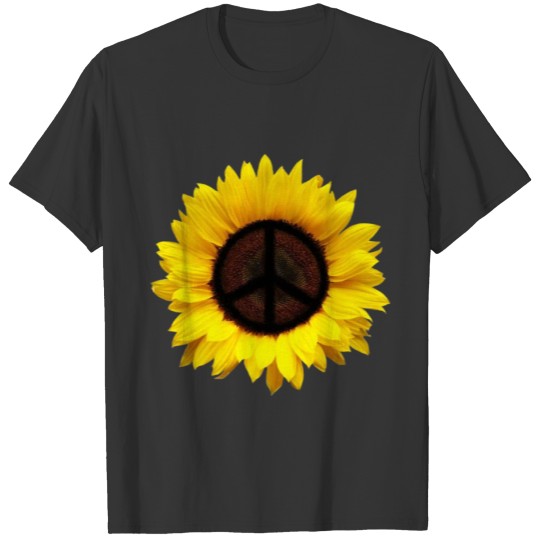 Sunflower Peace Sign Hippie Floral 60s and 70s T Shirts