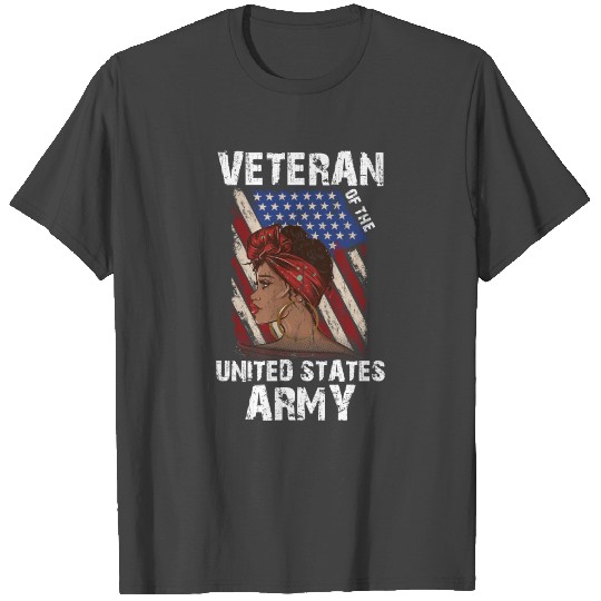 Women African American Veteran Female Melanin US T Shirts