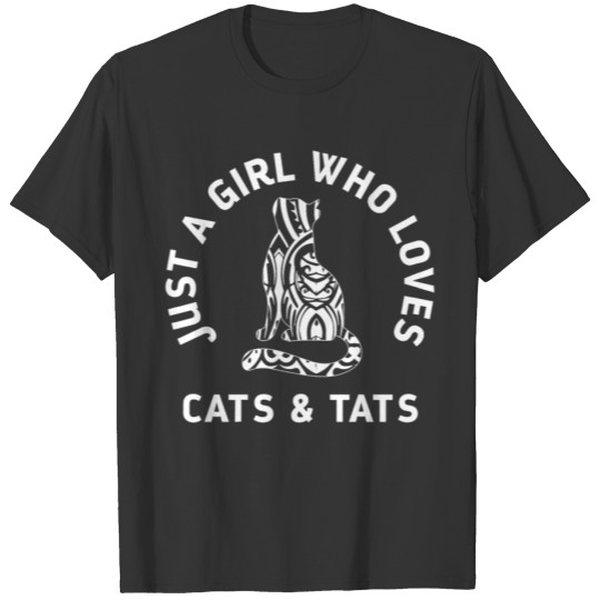 Girl Who Loves Cats Tats Cute Funny Tattoo Cat T-shirt