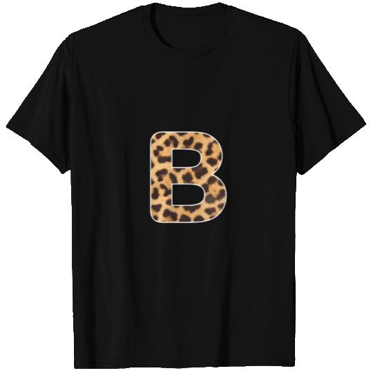 Alphabet B Initial Leopard Cheetah T Shirts