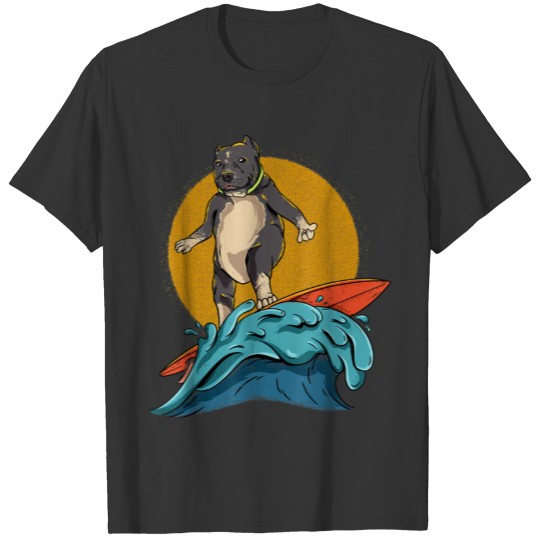 Surfing Pitbull Funny Hawaiian Pit Bull Dog Surfer T Shirts