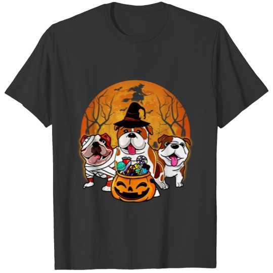 Bulldog Mummy Witch Dog Moon Ghosts Halloween T Shirts
