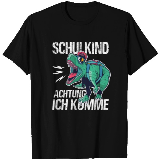 Dino Schoolchild Attention I come to school T Shirts