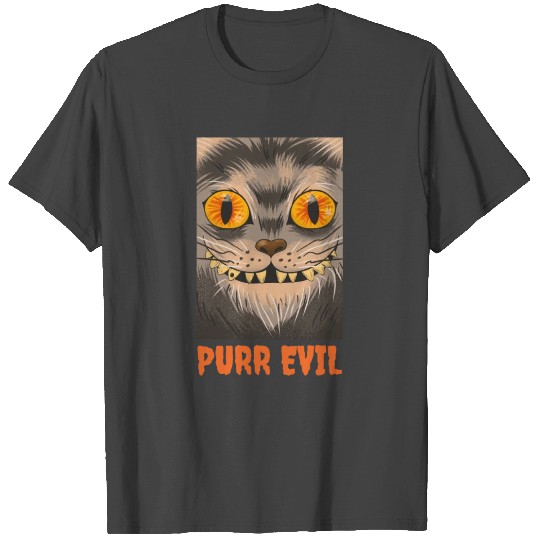 Purr Evil Scary Halloween Cat Women Men Cat Mom T Shirts