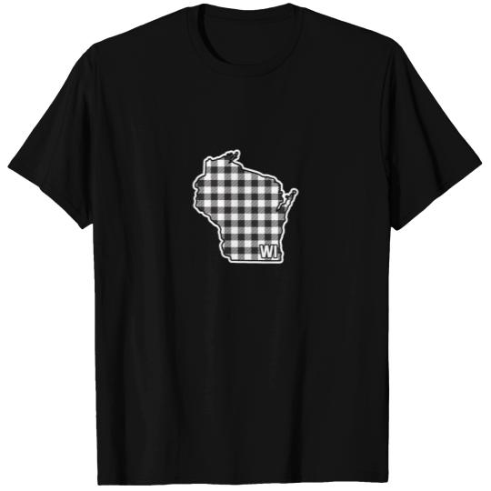 Wisconsin Gingham Plaid Style Checkered WI State T Shirts