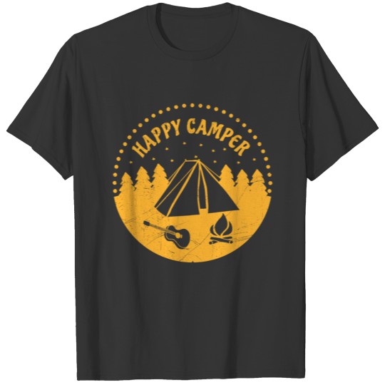 Happy Camper Tent Fire Music Camping Lover Gift T Shirts