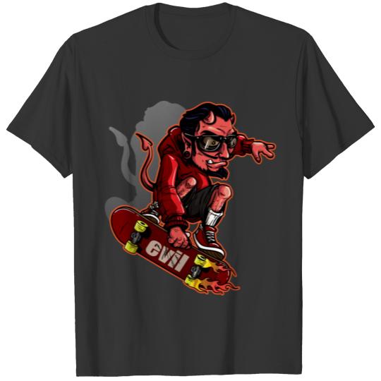 devil riding skateboard T-shirt