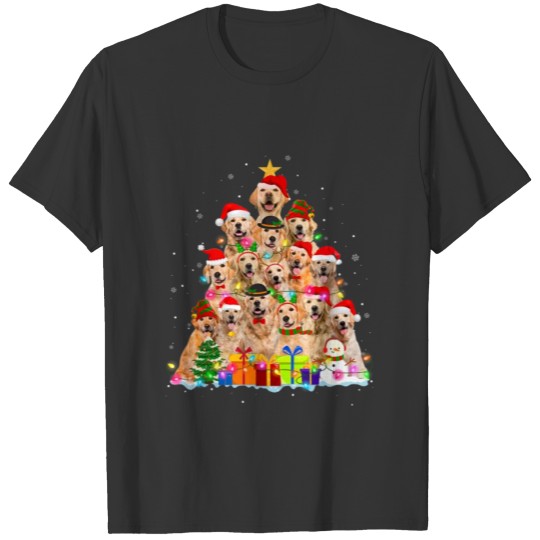Christmas Pajama Golden Retriever Tree Xmas Gift T-shirt