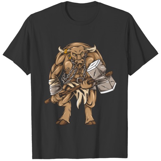 Minotaur carry hammer T-shirt