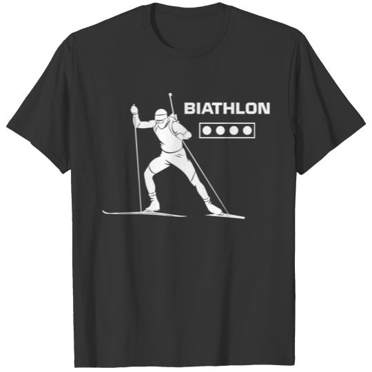 Silhouette goal biathlon winter sport gift ski T-shirt