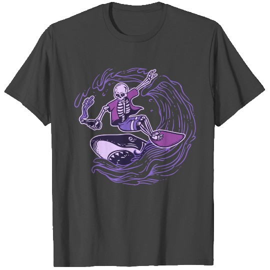 Surfing Skeleton Halloween T Shirts