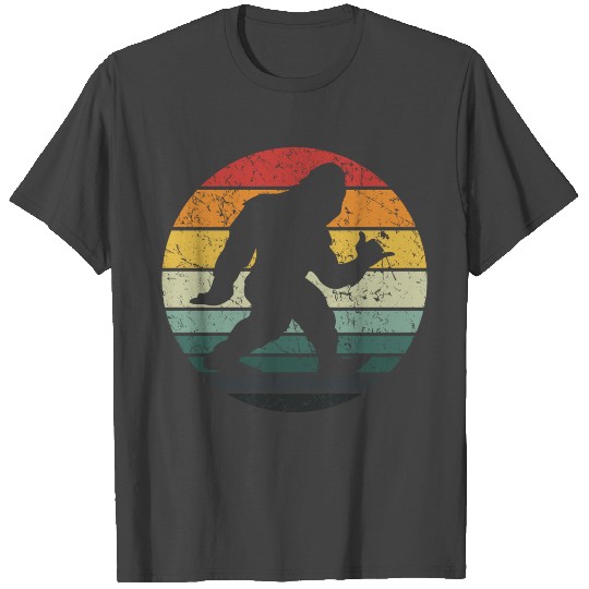 Bigfoot Hang Loose Sasquatch Yeti Retro Sunset T Shirts