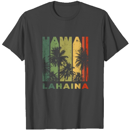 Retro Lahaina Maui Hawaii Beach Vacation Fan Palm T Shirts