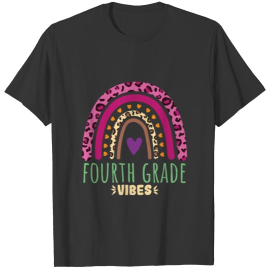 Fourth Grade Vibes Leopard Rainbow T-shirt
