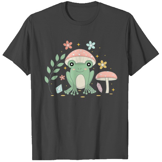 Cottagecore Aesthetic Frog with Mushroooms T Shirts