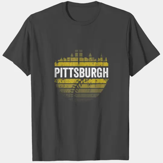 Pittsburgh Baseball Cityscape Distressed Novelty T Shirts