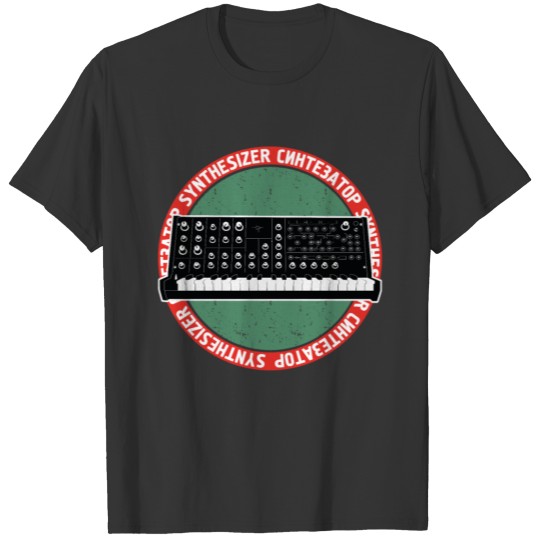 Cyrillic synthesizer musician keyboard gift T-shirt