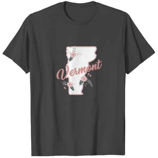 Cute Vermont State Floral Rose T Shirts