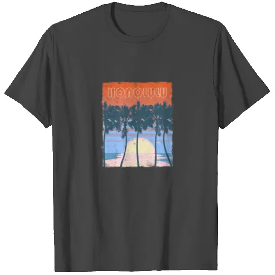 Retro Honolulu Oahu Hawaii Beach Vacation T Shirts