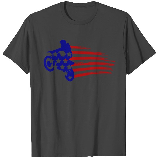 Dirt Bike American Flag T Shirts