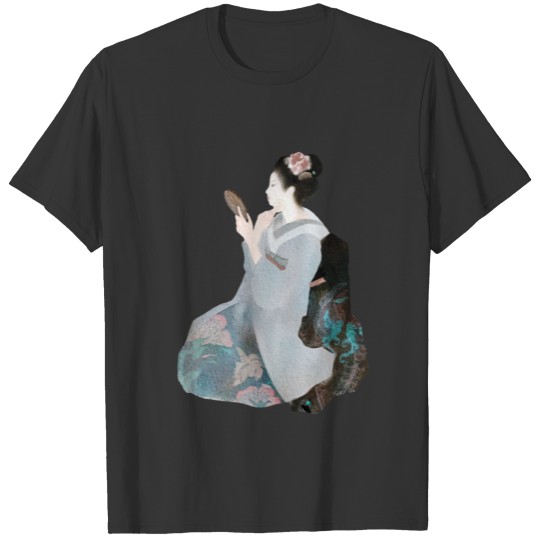 Geisha wearing kimono in watercolor T-shirt