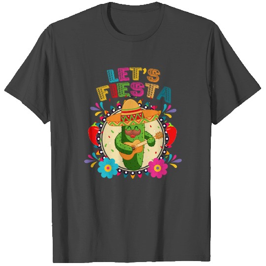 lets fiesta cinco de mayo with guitar cactus T Shirts