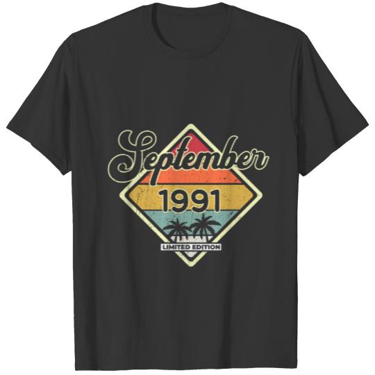 Vintage 30th Birthday September 1991 Sports Gift T-shirt