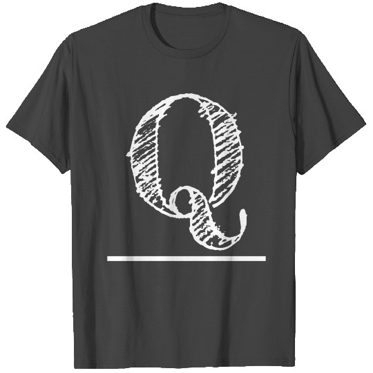 Letter Q Oversized Hand-drawn Writing Initial T Shirts