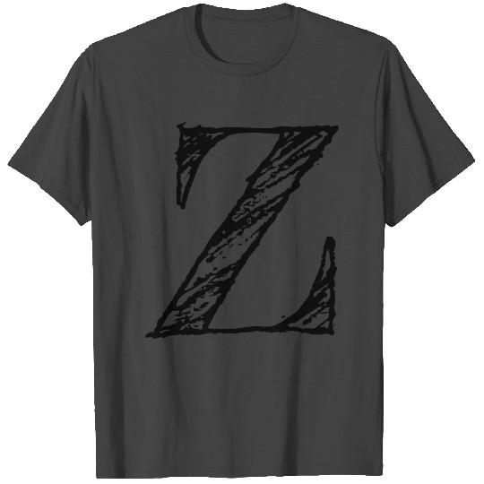 Letter Z Oversized Hand-drawn Writing Initial T Shirts
