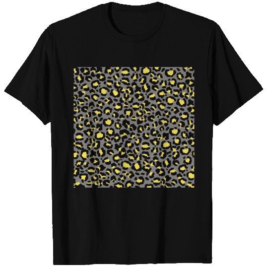 Leopard Pattern in Lemon on Steel Gray T Shirts