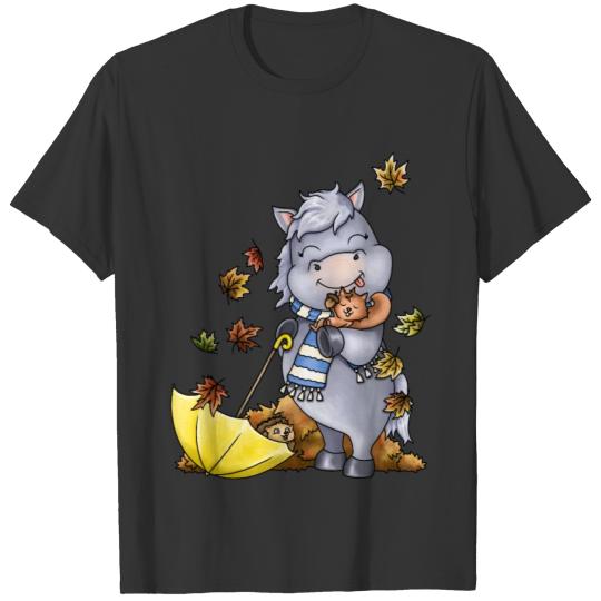 Pony grey horse loves autumn T-shirt