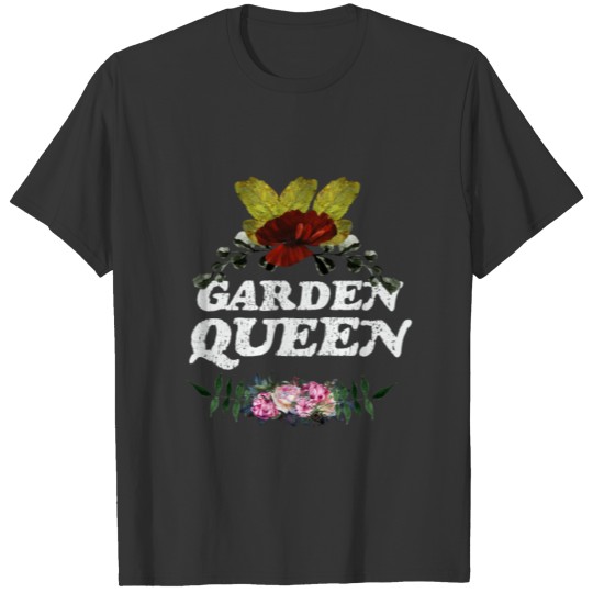 Garden Queen Gardening Woman Flowers Collage T-shirt