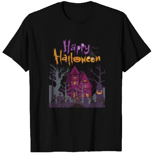 Happy Halloween zombie house graveyard pumpkin T Shirts
