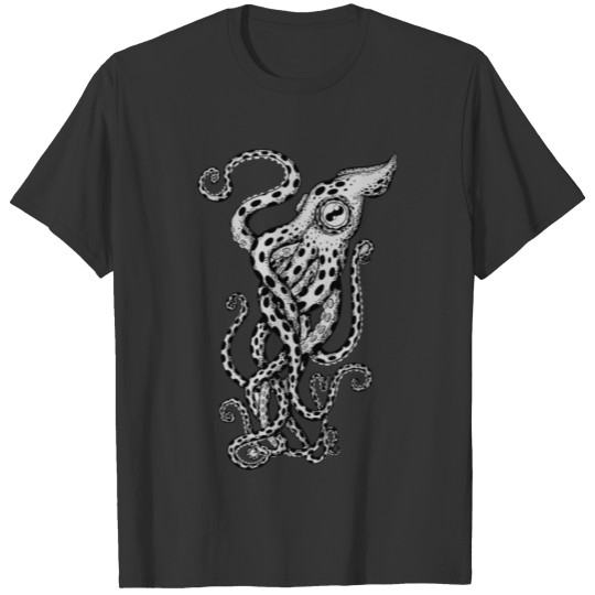 Black modern octopus T-shirt