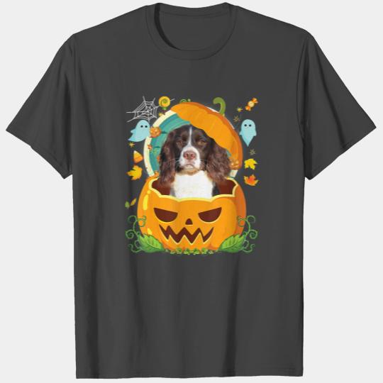 Happy Halloween English Springer Spaniel Dog Witch T Shirts
