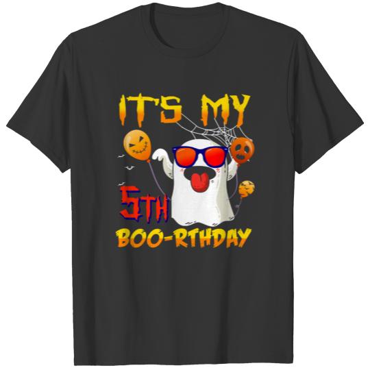 Cute Horror Halloween Birth Boo 5 Years Old Ghost T-shirt