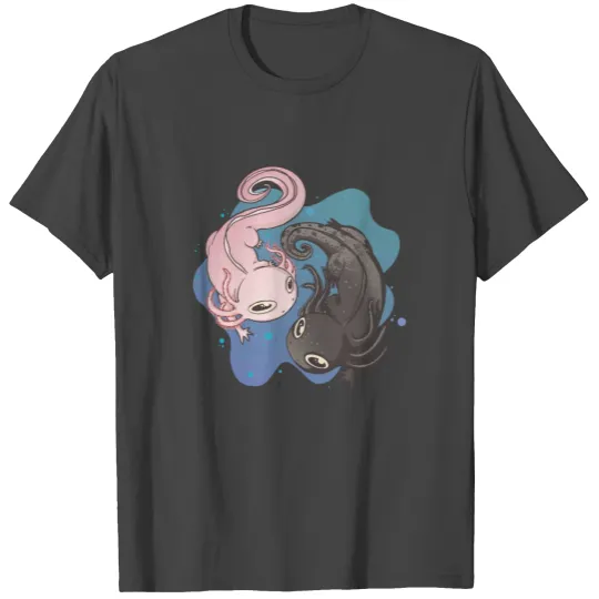 Axolotl Lover Funny Ying Yang Walking Fish Vintage T Shirts