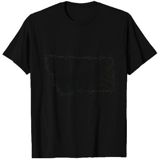 Bison and barbed wire Montana w Home T Shirts