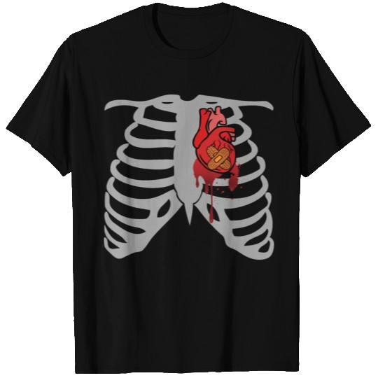 Halloween Costume Ribcage Bleeding Heart Funny T Shirts