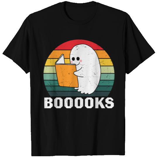 Reading ghost with booooks quote and retro sunset T Shirts