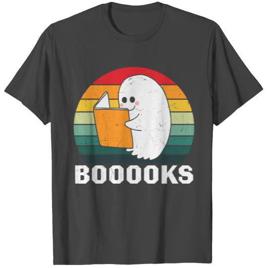 Reading ghost with booooks quote and retro sunset T Shirts