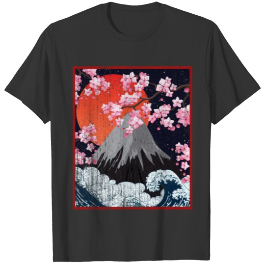 Vintage cherry blossom wood block T Shirts