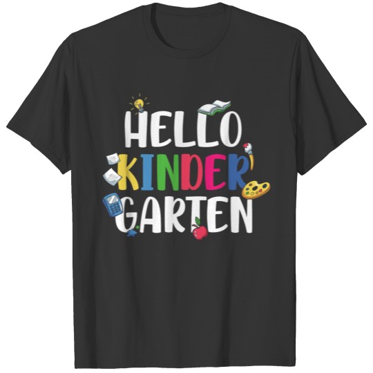 Hello kindergarten colorful designs T-shirt