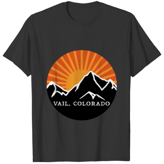 Vail Colorado Retro Sunset Vintage Sun Mountains S T-shirt