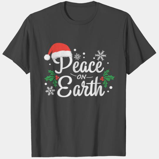 Peace On Earth Christmas Holiday Calligraphy T Shirts