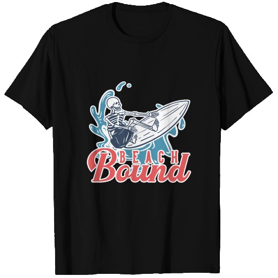 Beach bound with surfing skeleton T Shirts
