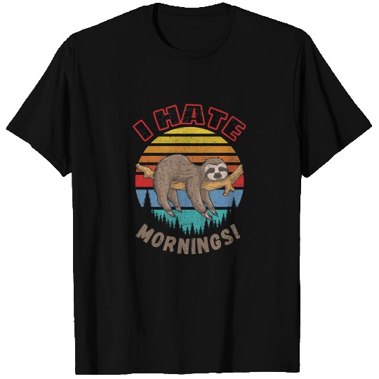 Cute Funny Sloth T Shirts I hate mornings