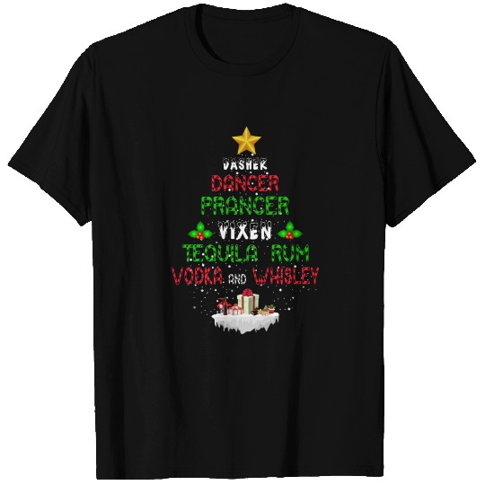 Dancer Prancer Tequila Rum Vodka Whiskey Christmas T Shirts